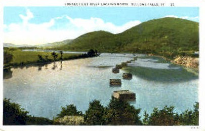 Connecticut River - Bellows Falls, Vermont VT Postcard