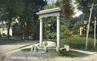 Wells Fountain - Brattleboro, Vermont VT Postcard
