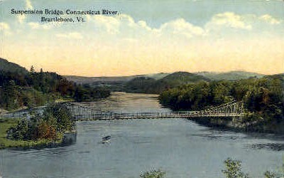 Suspension Bridge - Brattleboro, Vermont VT Postcard