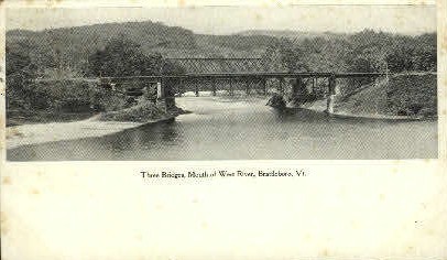 Three Bridges - Brattleboro, Vermont VT Postcard