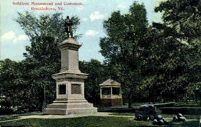 Soldiers Monument - Brattleboro, Vermont VT Postcard