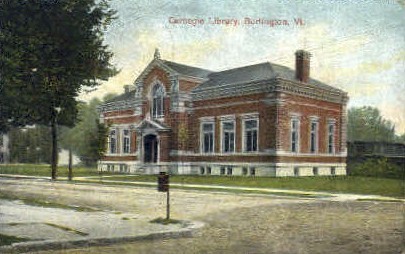 Carnegie Library - Burlington, Vermont VT Postcard