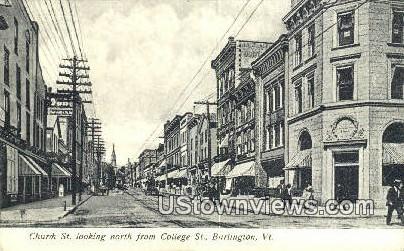Church St - Burlington, Vermont VT Postcard
