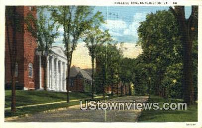 College Row, University of Vermont - Burlington Postcard