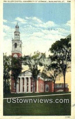 Ira Allen Chapel - Burlington, Vermont VT Postcard