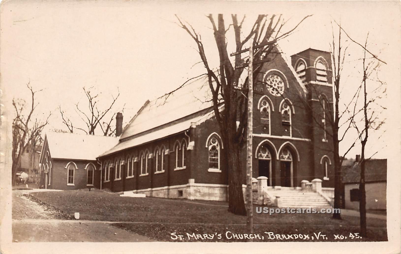 St Mary's Church - Brandon, Vermont VT Postcard