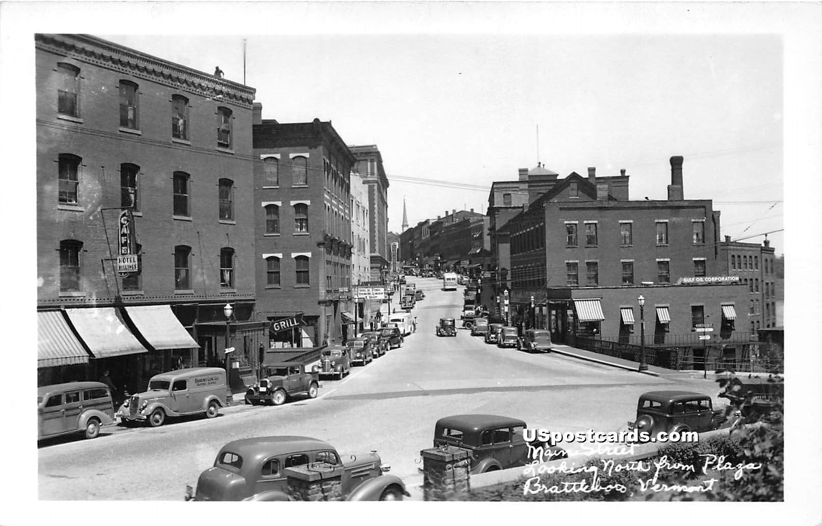 Main Street - Brattleboro, Vermont VT Postcard