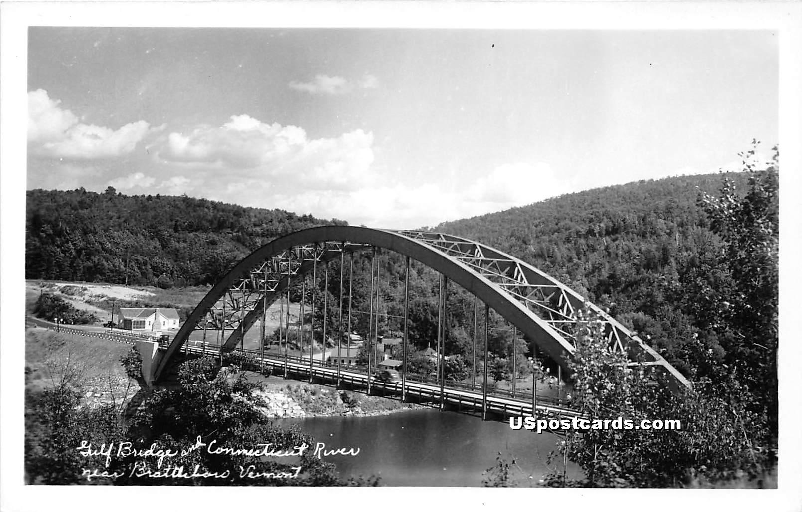 Bridge & Connecticut River - Brattleboro, Vermont VT Postcard