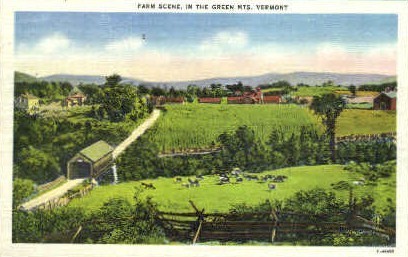 Farm - Green Mountains, Vermont VT Postcard