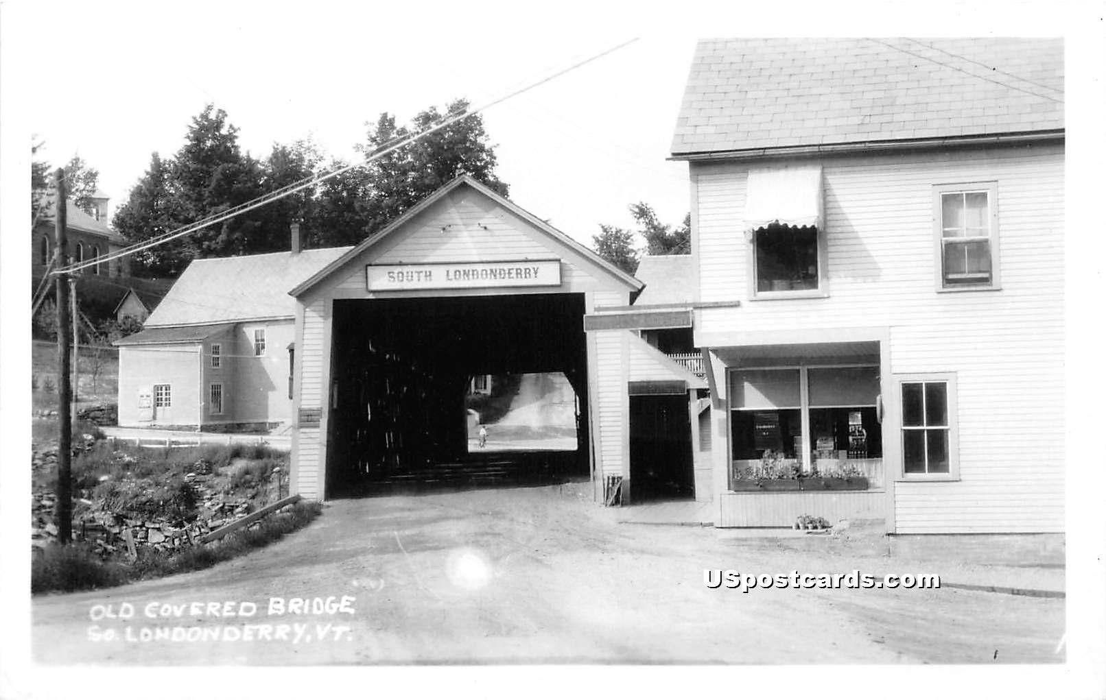 Old Covered Bridge - Londonderry, Vermont VT Postcard