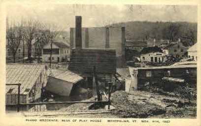 Flood Wreckage - Montpelier, Vermont VT Postcard