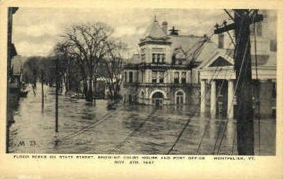 State Street Flood - Montpelier, Vermont VT Postcard