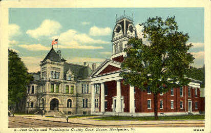 Post Office - Montpelier, Vermont VT Postcard