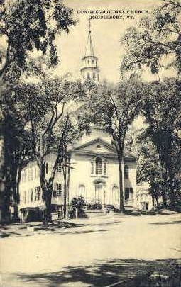 Congregational Church - Middlebury, Vermont VT Postcard
