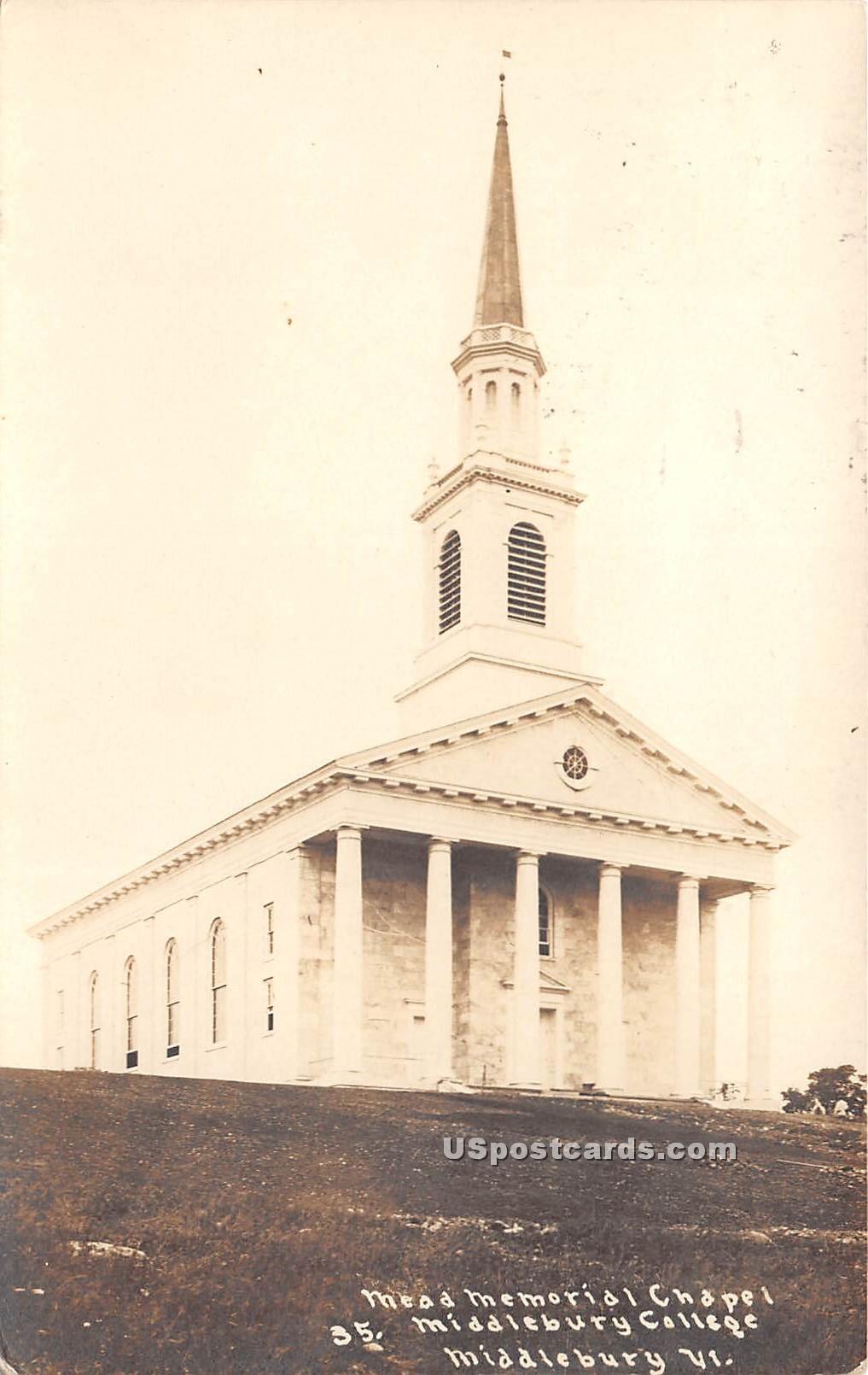 Mead Memorial Chapel - Middlebury, Vermont VT Postcard