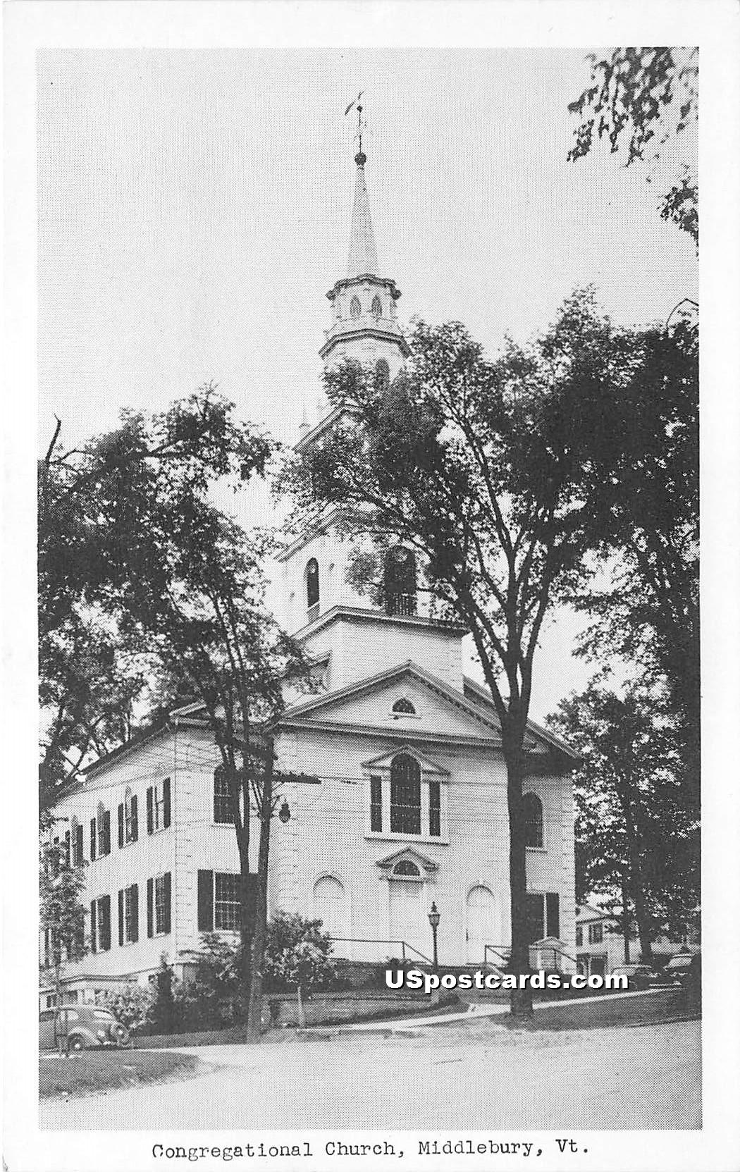 Congregational Church - Middlebury, Vermont VT Postcard