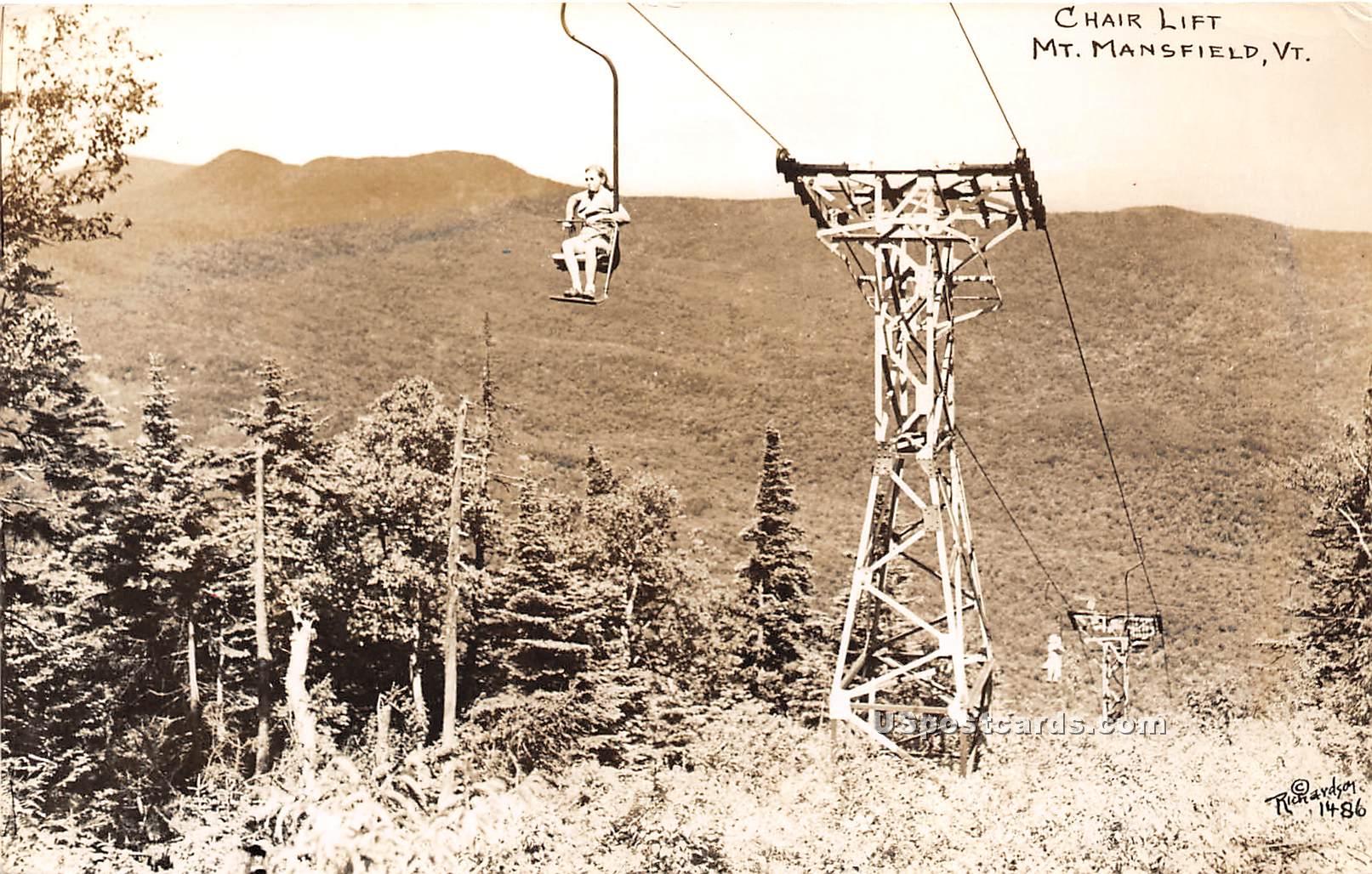 Chair Lift - Mount Mansfield, Vermont VT Postcard
