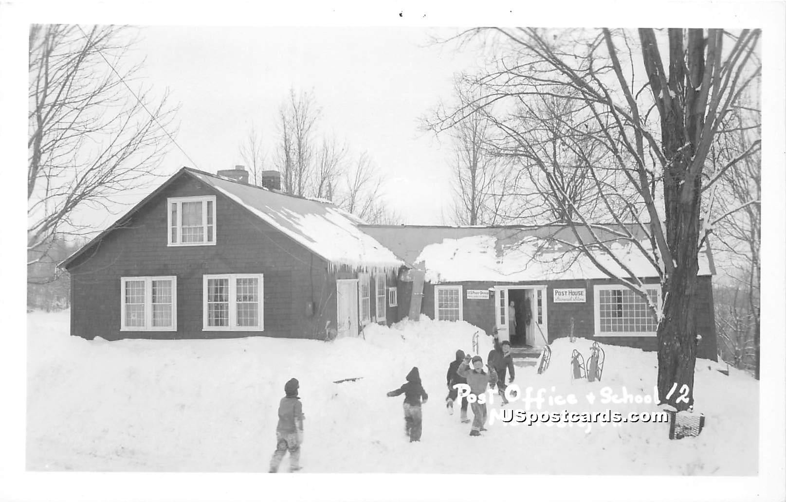 Post Office & School - Marlboro, Vermont VT Postcard