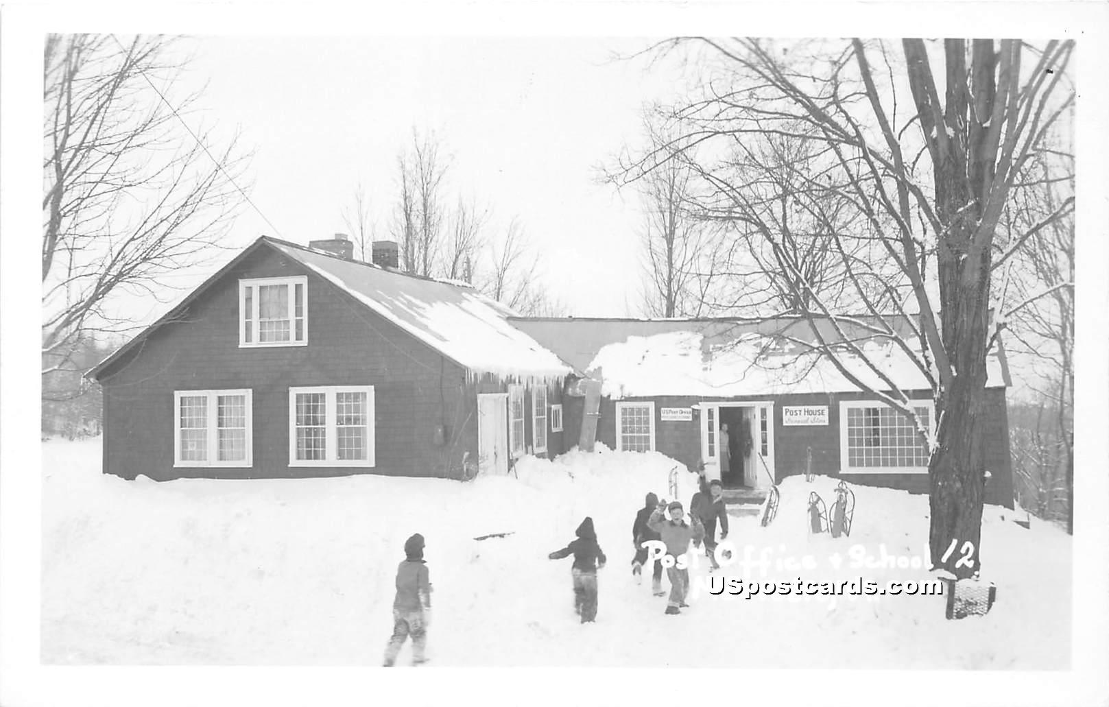 Post Office & School - Marlboro, Vermont VT Postcard