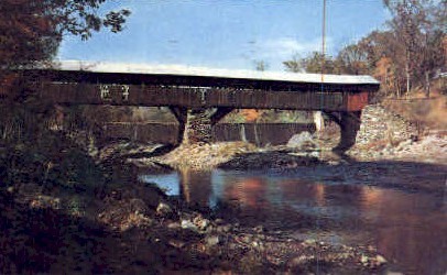 Covered Bridge - Ottauquechee River, Vermont VT Postcard
