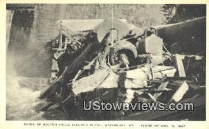 Ruins, Bolton Falls Electric Plant, Nov 4, 1927 - Waterbury, Vermont VT Postcard