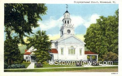 Congregational Church - Woodstock, Vermont VT Postcard
