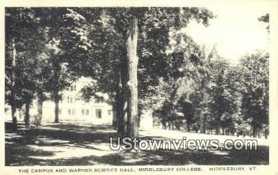 Warner Science Hall, Middlebury College - Vermont VT Postcard