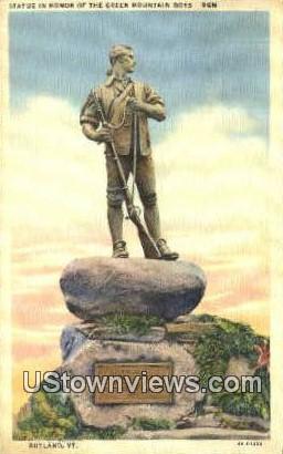 Statue in honor of Green Mountain Boys - Rutland, Vermont VT Postcard