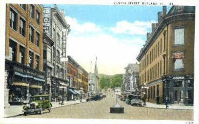 Center Street - Rutland, Vermont VT Postcard