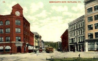 Merchants Row - Rutland, Vermont VT Postcard