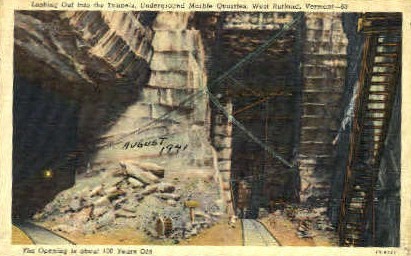 Undergroun Marble Quarry - Rutland, Vermont VT Postcard