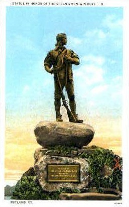 Green Mounain Boys Statue - Rutland, Vermont VT Postcard