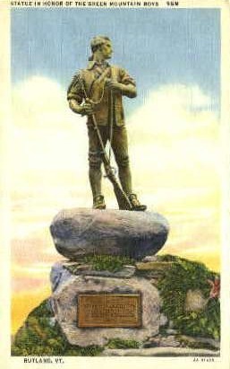 Green Mounain Boys Statue - Rutland, Vermont VT Postcard