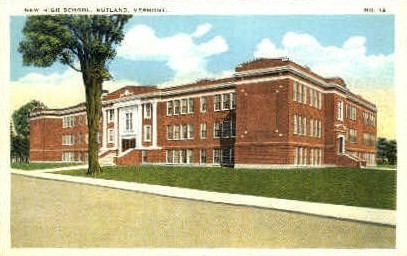 High School - Rutland, Vermont VT Postcard