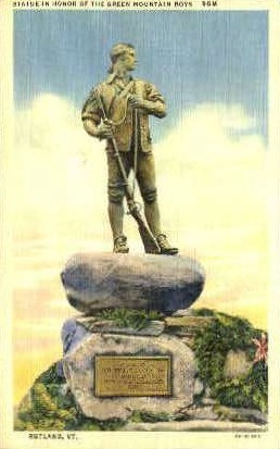 Green Mountain Boys Statue - Rutland, Vermont VT Postcard