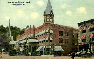 Adnabrown Hotel - Springfield, Vermont VT Postcard
