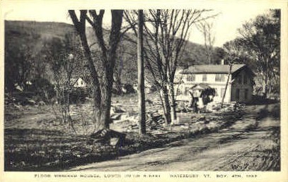 Flood Wrecked House - Waterbury, Vermont VT Postcard