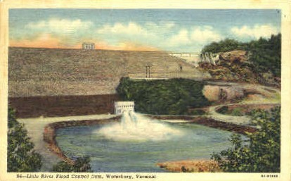 Little River Flood Control Dam - Waterbury, Vermont VT Postcard