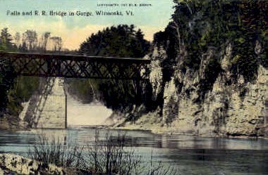 Railroad bridge - Winooski, Vermont VT Postcard