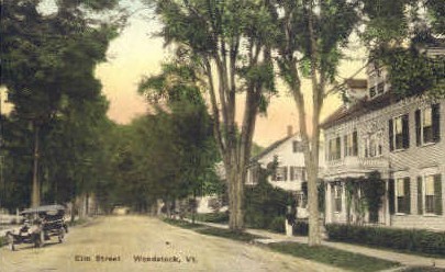 Elm Street - Woodstock, Vermont VT Postcard