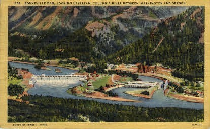 Columbia River - Bonneville, Washington WA Postcard