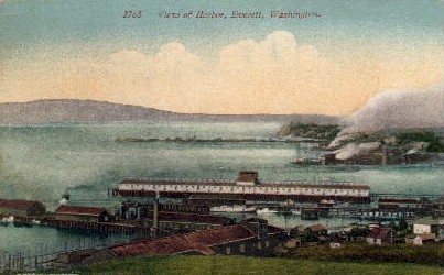 View of Harbor - Everett, Washington WA Postcard