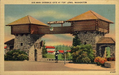 Main Entrance Gate - Fort Lewis, Washington WA Postcard