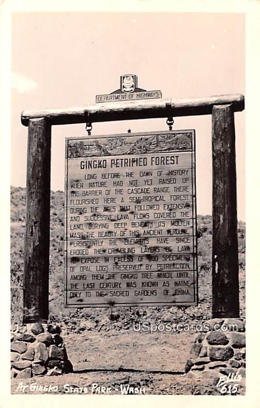 Gingko Petrified Forest Sign - Gingko State Park, Washington WA Postcard