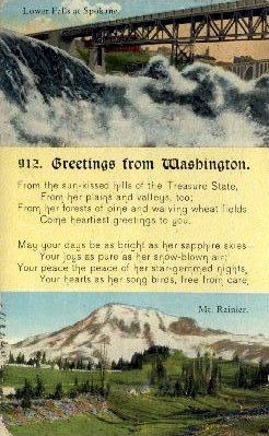 Greetings From - Mt. Rainer National Park, Washington WA Postcard