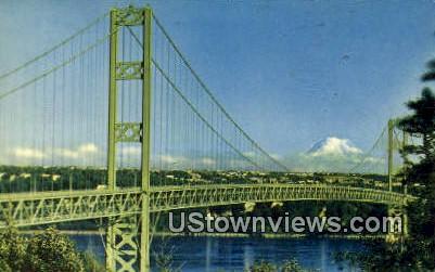 Narrows Bridge - Mt Rainier, Washington WA Postcard