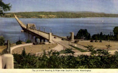 The Pontoon Floating Bridge - Seattle, Washington WA Postcard