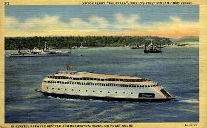 Motor Ferry  - Seattle, Washington WA Postcard