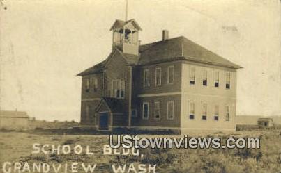 Real Photo - School Building - Grandview, Washington WA Postcard