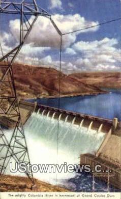 Columbia River - Grand Coulee Dam, Washington WA Postcard